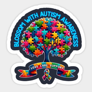 Blossom with autism awareness Sticker